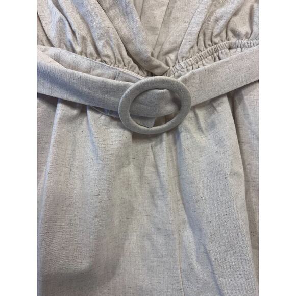 PRINCESS POLLY TURIN New Linen Romper 8 Beige Breathable Summer Coastal Beach - Picture 4 of 5